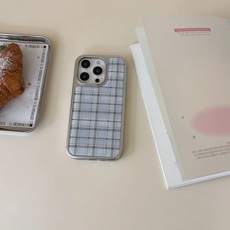 Phone Cases Korea - Coreano Ins Epossidico Blu Plaid Modello