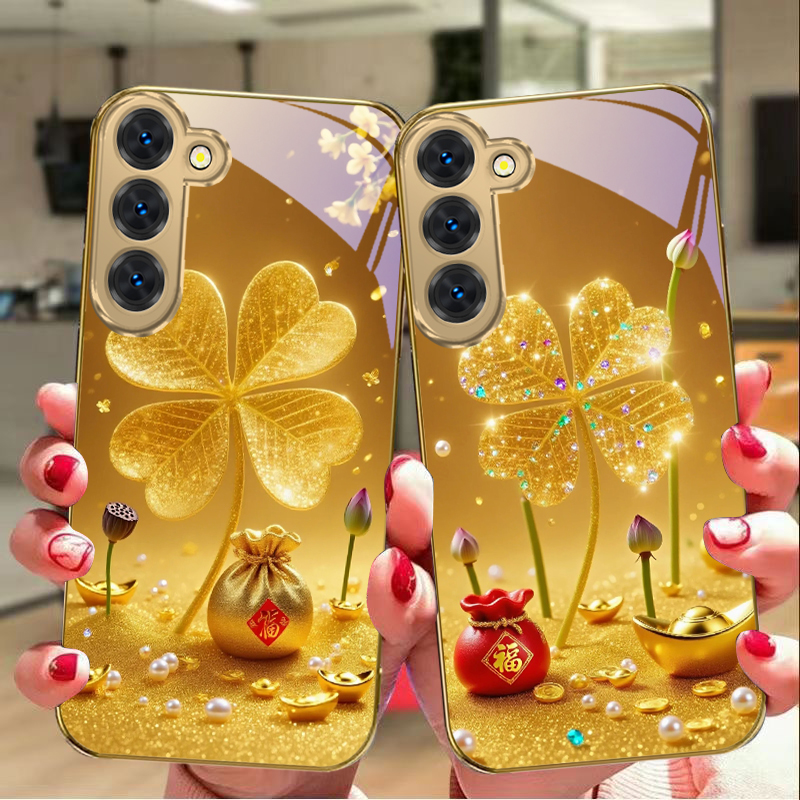 Phone Cases Samsung S25 Fe - Custodia per telefono in vetro dorato